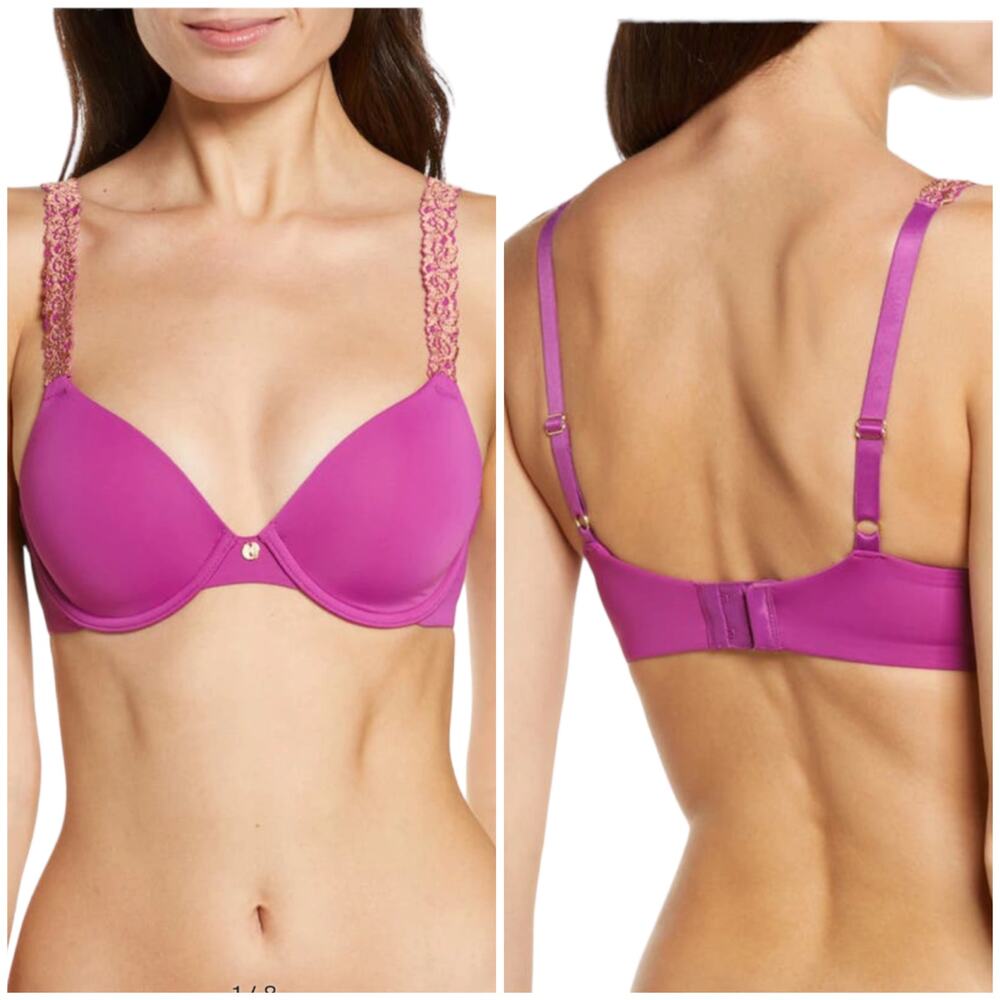 Natori NWT Rose Dream Custom Coverage Underwire Bra Pinot / Clay Rose Size 32C